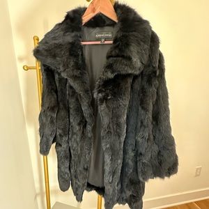 Black rabbit Fur coat- EUC